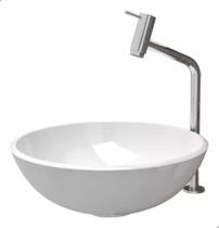 Cuba Pia Apoio Redonda 35cm Branca Torneira Banheiro Lavabo