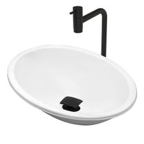 Cuba Pia Banheiro Sophia Torneira Inox Valvula Click Black Branco