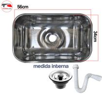 Cuba Pia Cozinha Aço Inox 430 N2 Funda 56x34x14 + Válvula + Sifão