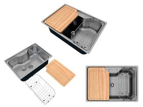 Cuba Pia Cozinha Calha Úmida Aço Inox 60x40 C/ Acessórios