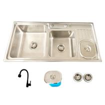 Cuba Pia Cozinha Dupla Pro Inox 304 e Torneira Sweet Preta Cuba Pia Cozinha Dupla Pro Inox 304 e Torneira Sweet Preta