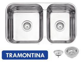 Cuba Pia Cozinha Dupla Tramontina 69x40 Aço Inox Polido 94062/402