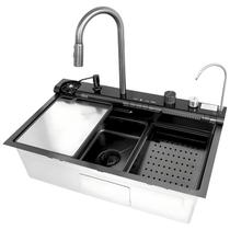 Cuba Pia Cozinha Gourmet inox 304 Torneira Lavador Copo Cascata Flexível Painel Digital Inteligente