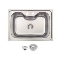 Cuba Pia Cozinha Sobrepor Morgana 60FX Undermount Inox Escovado Com Válvula 69x49cm Tramontina Cor:Inox Escovado