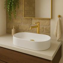 Cuba Pia De Apoio 43x25cm Oval Para Banheiro Lavabo Iris