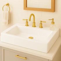 Cuba Pia De Apoio 56x38cm Retangular Para Banheiro Lavabo Rubi 3 Furos Cuba Pia De Apoio 56x38cm Retangular Para Banheiro Lavabo Rubi 3 Furos