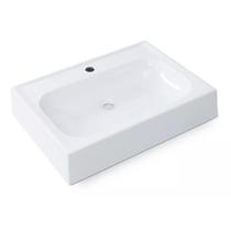 Cuba Pia de Apoio Branca Retangular para Banheiro Lavabo 39x53cm com Furos