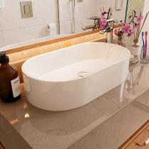 Cuba Pia De Apoio Para Banheiro Diamante em Mármore Sintético Acabamento Brilhante