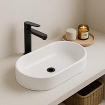 Cuba Pia de Apoio Sobrepor Banheiro Lavabo Oval Marmore 42cm Lavatorio Cancún
