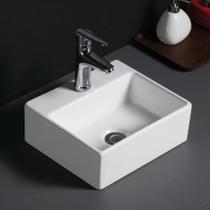 Cuba Pia de Apoio Sobrepor Banheiro Retangular Ceramica 34x29x15,5cm Branco Siena