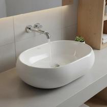 Cuba Pia De Apoio Sobrepor Lavabo Banheiro Oval 45x35x13 cm Branca Louça