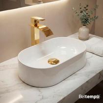 Cuba Pia de Apoio Sobrepor Oval 43x25 Branca Banheiro Lavabo Beltempo BT2030