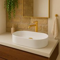 Cuba Pia de Apoio Sobrepor Oval 43x25 Branca Banheiro Lavabo Beltempo BT2030