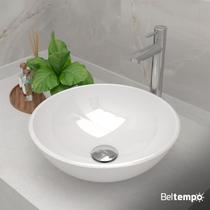 Cuba Pia de Apoio Sobrepor Redonda 35cm Branca Banheiro Lavabo Beltempo BT3073 Cuba Pia de Apoio Sobrepor Redonda 35cm Branca Banheiro Lavabo Beltempo BT3073