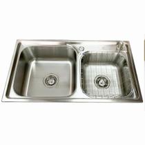 Cuba Pia De Cozinha Gourmet Dupla Em Aço Inox Escovado 78x43cm