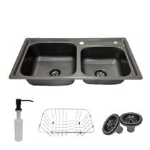 Cuba Pia Dupla Cozinha Gourmet Cor Preta Inox Acessórios- Tubrax