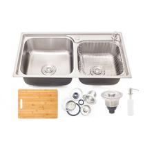 Cuba Pia Dupla Gourmet Luxo Prizi Aço Inox 304 43x78cm Kit Completo - MD7843B