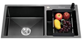 Cuba Pia Gourmet Dupla Preta Cozinha Aço Inox Com Acessórios Cuba Pia Gourmet Dupla Preta Cozinha Aço Inox Com Acessórios