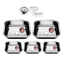 Cuba Pia Inox 40x34x14 430 American 5 Unidades Com Valvulas