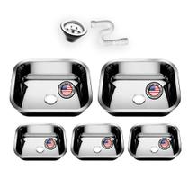 Cuba Pia Inox 40x34x17 430 American 5 Unidades Com Valvulas