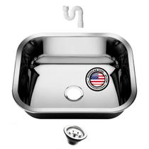 Cuba Pia Inox 40x34x17 - 430 American Steel + Válvula + Sifão