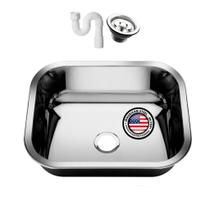 Cuba Pia Inox 40x34x17 - 430 American Steel + Válvula + Sifão