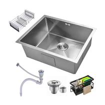 Cuba Pia Inox Cinza Quadrada Cozinha Gourmet 50x45cm com Acessórios Cuba Pia Inox Cinza Quadrada Cozinha Gourmet 50x45cm com Acessórios