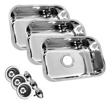 Cuba Pia Inox Nº2 56x34x14 Aço Inox 430 Polida 3 Unidades