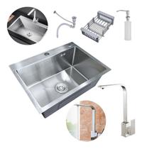 Cuba Pia Inox Prata Quadrada Cozinha Gourmet Com Torneira