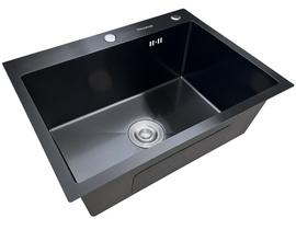 Cuba Pia Inox Preta Quadrada Cozinha Gourmet 60Cm + Kit