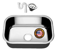Cuba Pia Numero 1 Cozinha Inox American Steel 47x30x14 + Vávula e Sifão