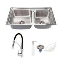 Cuba Pia para cozinha Inox com acessórios Guarani + Torneira Gourmet Flexível Cuba Pia para cozinha Inox com acessórios Guarani + Torneira Gourmet Flexível