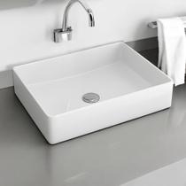 Cuba Pia Retangular Apoio Banheiro Lavabo Sobrepor Porcelana / Louça Branco Brilhante - CLV34 - Urus Ecommerce