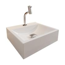 Cuba Pia Roma com Torneira Bica Curta e Valvula Click Inox Branco Brilho