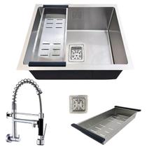 Cuba quadrada 44x44cm inox 304 e torneira de parede cromada