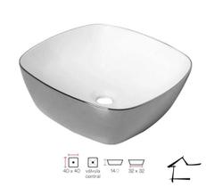 Cuba Quadrada de Apoio Lexxa 40,5x40,5x14 LX500SW - Cromada e Branco