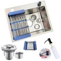 Cuba Quadrada Gourmet 50x40cm Aço Inox 304 C/ Acessórios Cozinha Pia