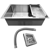 Cuba Quadrada Gourmet Stillus Home para Cozinha Aço Inox 304 Escovado 60x40cm com Acessórios