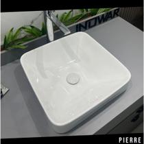 Cuba Quadrada Inowar Pierre 42x42cm Branca Brilhante Elegância e Qualidade Para seu Banheiro Lavabo