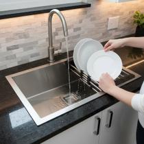 Cuba Quadrada Inox 304 Cozinha Pia Embutir Sobrepor Gourmet 55x45 Premium Com Acessórios