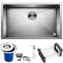 Cuba Quadrada Inox 304 Cozinha Pia Embutir Sobrepor Gourmet 70x40 Premium com Lixeira de Embutir 5L e Acessórios - EC345