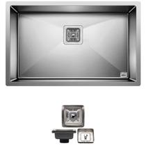 Cuba Quadrada Inox 304 Cozinha Pia Embutir Sobrepor Gourmet 75x45 Premium Com Válvula