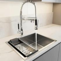 Cuba quadrada inox 304 premium torneira gourmet ralo e sifão Cuba quadrada inox 304 premium torneira gourmet ralo e sifão