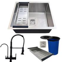 Cuba quadrada inox304 com torneira black p/ filtro e lixeira Cuba quadrada inox304 com torneira black p/ filtro e lixeira