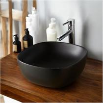 Cuba Quadrada Pia Apoio Banheiro Lavabo 41,5x41,5cm Preto Fosco