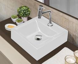 Cuba Quadrada Sobrepor Torneira AA05 e Valvula Click Metal