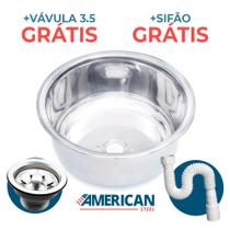 Cuba Redonda Cozinha 35 cm Aço Inox 430 Com Válvula E Sifão