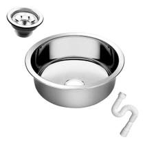 Cuba Redonda Cozinha 35cm As Aço Inox 304 Válvula E Sifão Cuba Redonda Cozinha 35cm As Aço Inox 304 Válvula E Sifão
