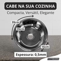 Cuba Redonda Cozinha Eletrocubas 35cm Aço Inox 304 Válvula