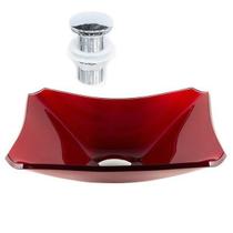 Cuba Retangular Chanfrada 39Cm Vermelho Cereja + Válvula